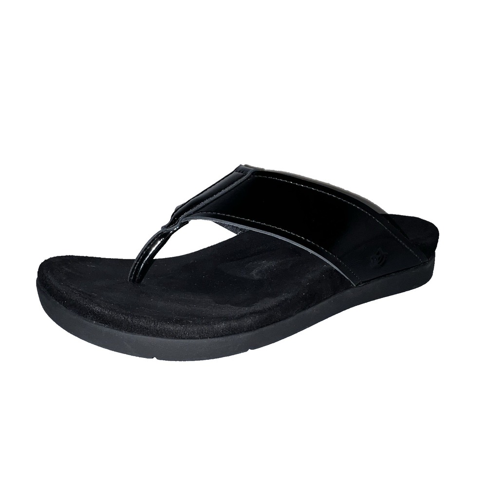 Spenco Womens Black Patent Orthotic Flip Flop Sandals Arch Support Thongs Sz 10